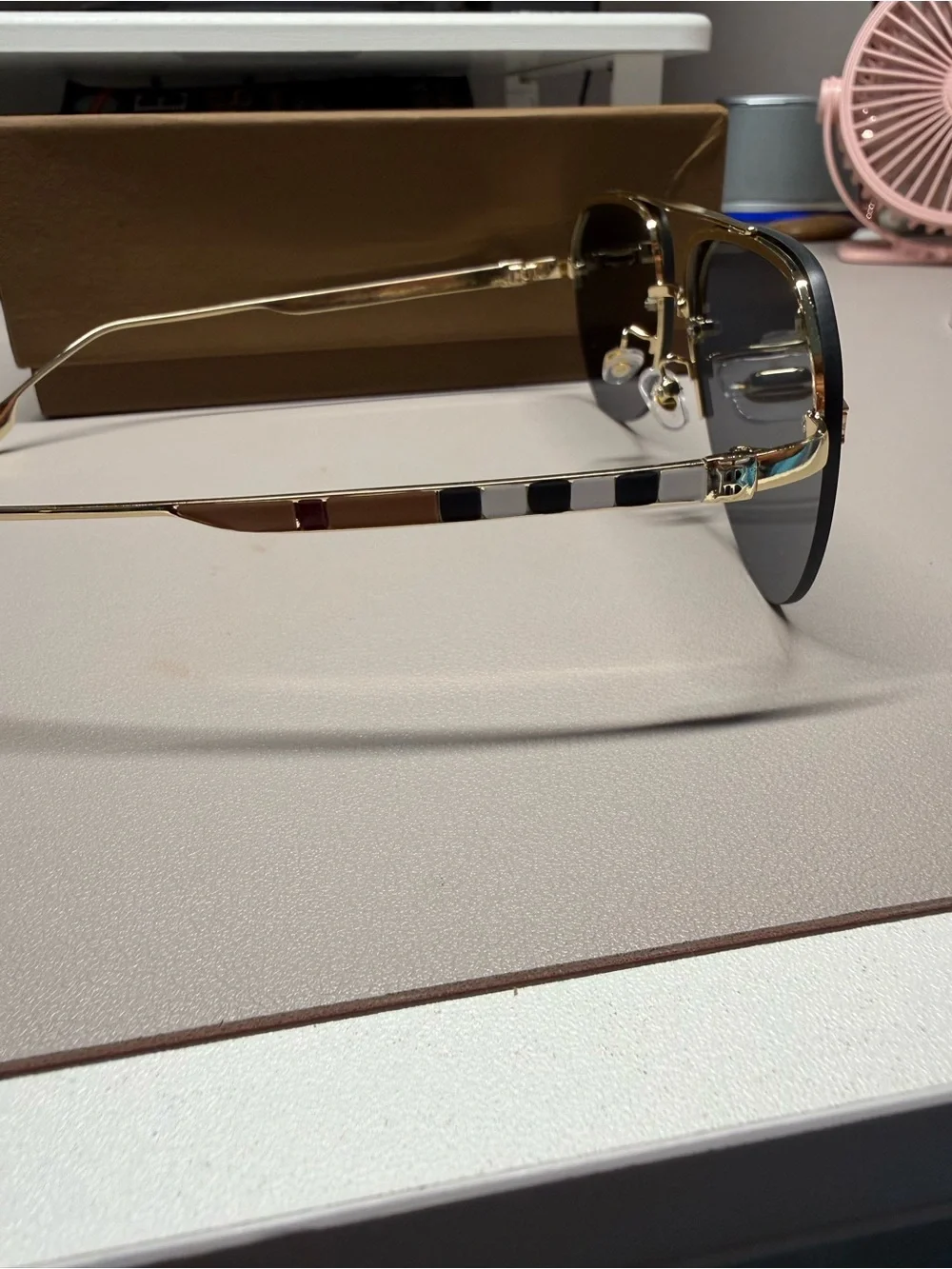 Men/Women Black Lens Sunglasses with Gold Frame Accents